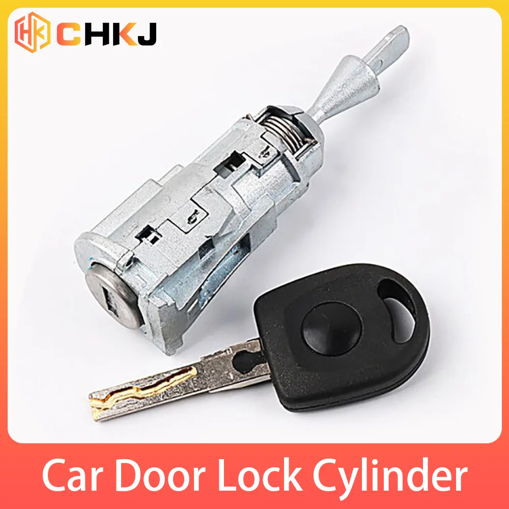 CHKJ Car Door Lock Cylinder For VW Volkswagen New Santana Jetta Polo Tiguan Left Front Main Door Lock Core Cylinder With 1 Key