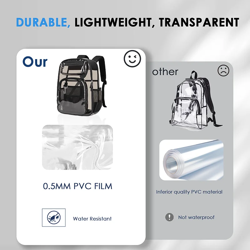 Waterproof Clear Backpack Transparent PVC Beach Cell Phone bag for Travel School Fashion Plastic Bag Large Capacity