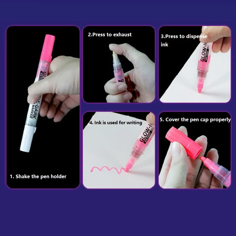 1PC 형광펜 양방향 듀얼 컬러 빛나는 그림 편지지 영구 마커 건조 지우기 냄새 없음 미술 용품