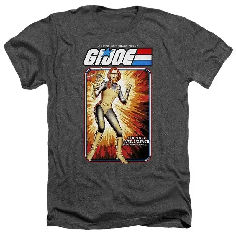G I JOE SCARLETT CARD Lizenziertes Heather-T-Shirt für Erwachsene, SM 3XL