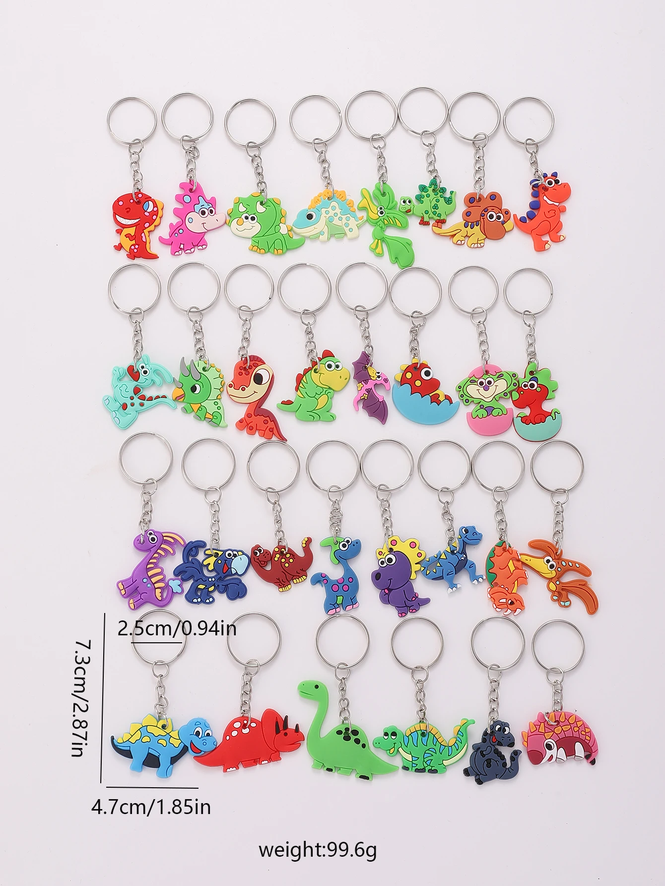 30pcs PVC Dinosaur Keychain Cartoon Pendant Fashion Cute Bag Key Accessories Key Chain Creative Gift