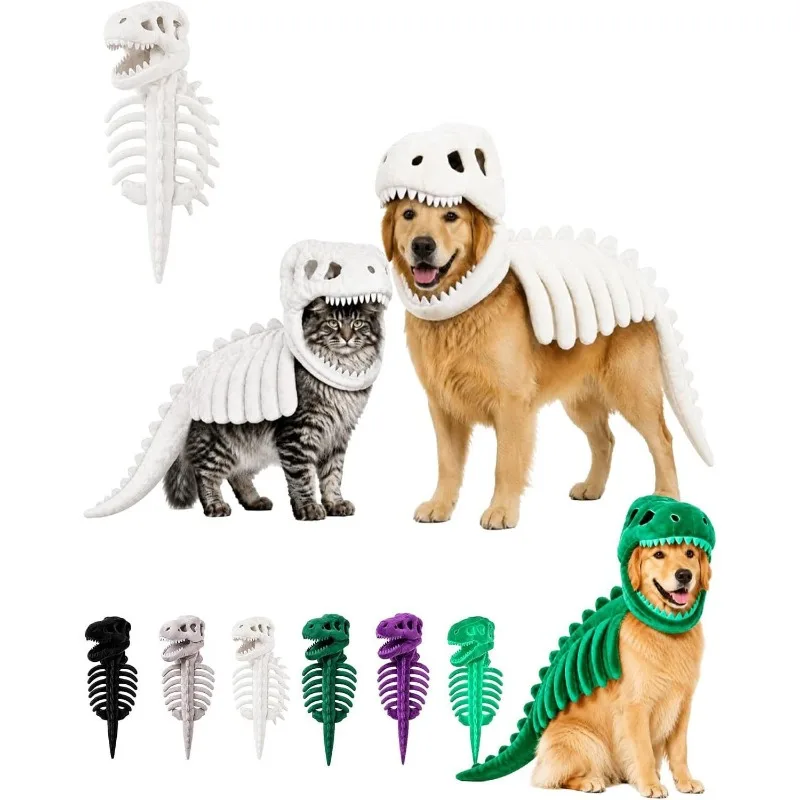 Dinosaur Skeleton Pet Costume for Dogs Cats Halloween Cosplay Outfit Funny Pet Clothes Party Dress Up Costume Puppy