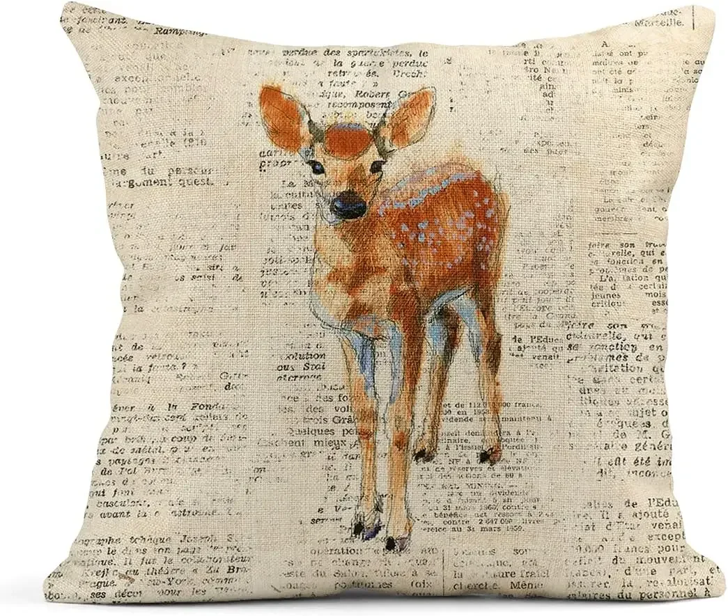 Linen Throw Pillowcase Squirrel Animal Home Decorative Pillowcase Square Sofa Bed Sofa Cushion Cover 45x45 cm