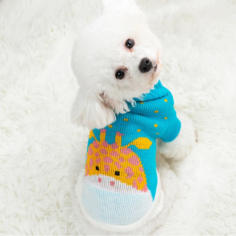 Puppy Dog Sweaters For Small Medium Dogs Cats Pet Clothes Winter Soft Warm Turtleneck Chihuahua Pullover Cartoon Puppy Coat