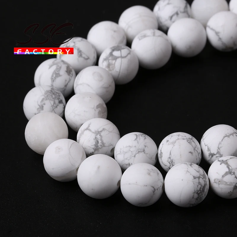 

Natural Stone White Howlite Turquoises Round Loose Beads 15" Strand 4 6 8 10 12 MM For Jewelry Making Diy Bracelet Necklace T121