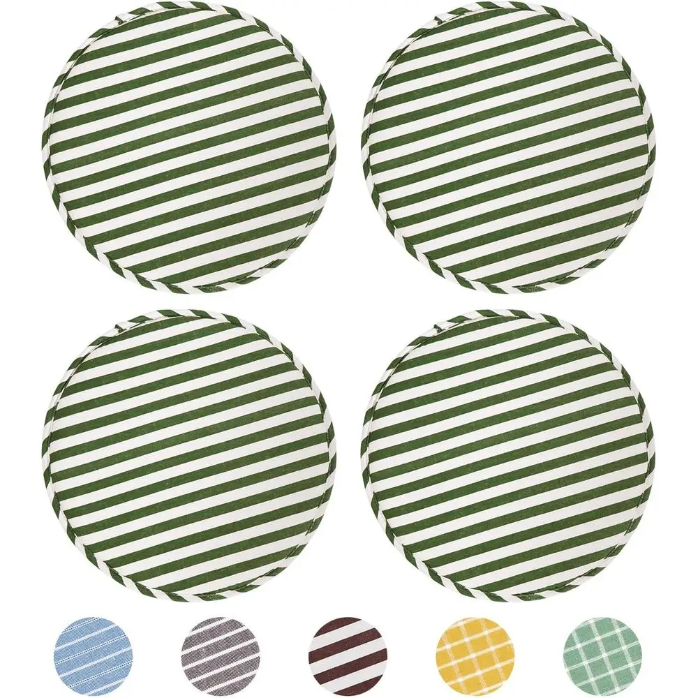 

Green Stripe 4-Pack Non-Slip Kitchen Bar Stool Seat Cushions, 13 Inch
