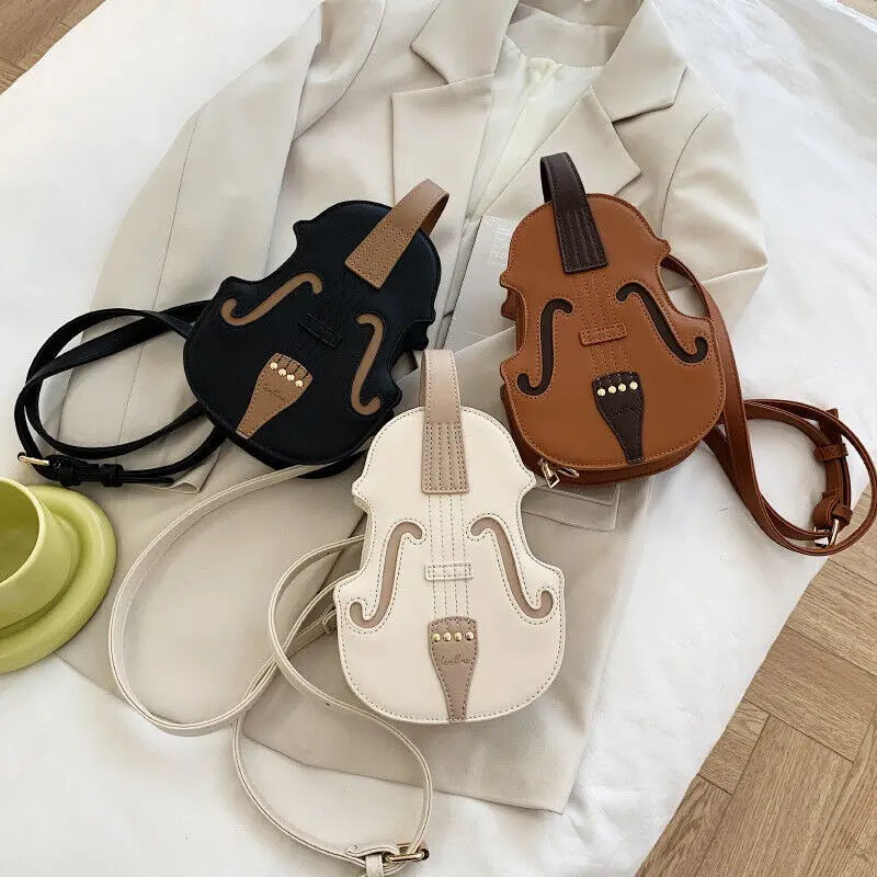 Violin Shaped Backpack Women Fashion Crossbody Bag Small PU Leather Backpack