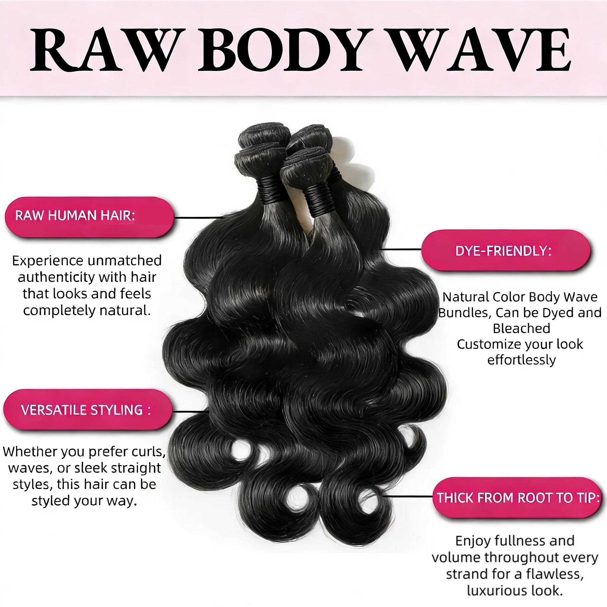30 40Inch 3 4 Bundle Loose Body Wave Bundles Unprocessed Human Hair 16A Raw Hair Bundles Extensions Brazilian Natural Black