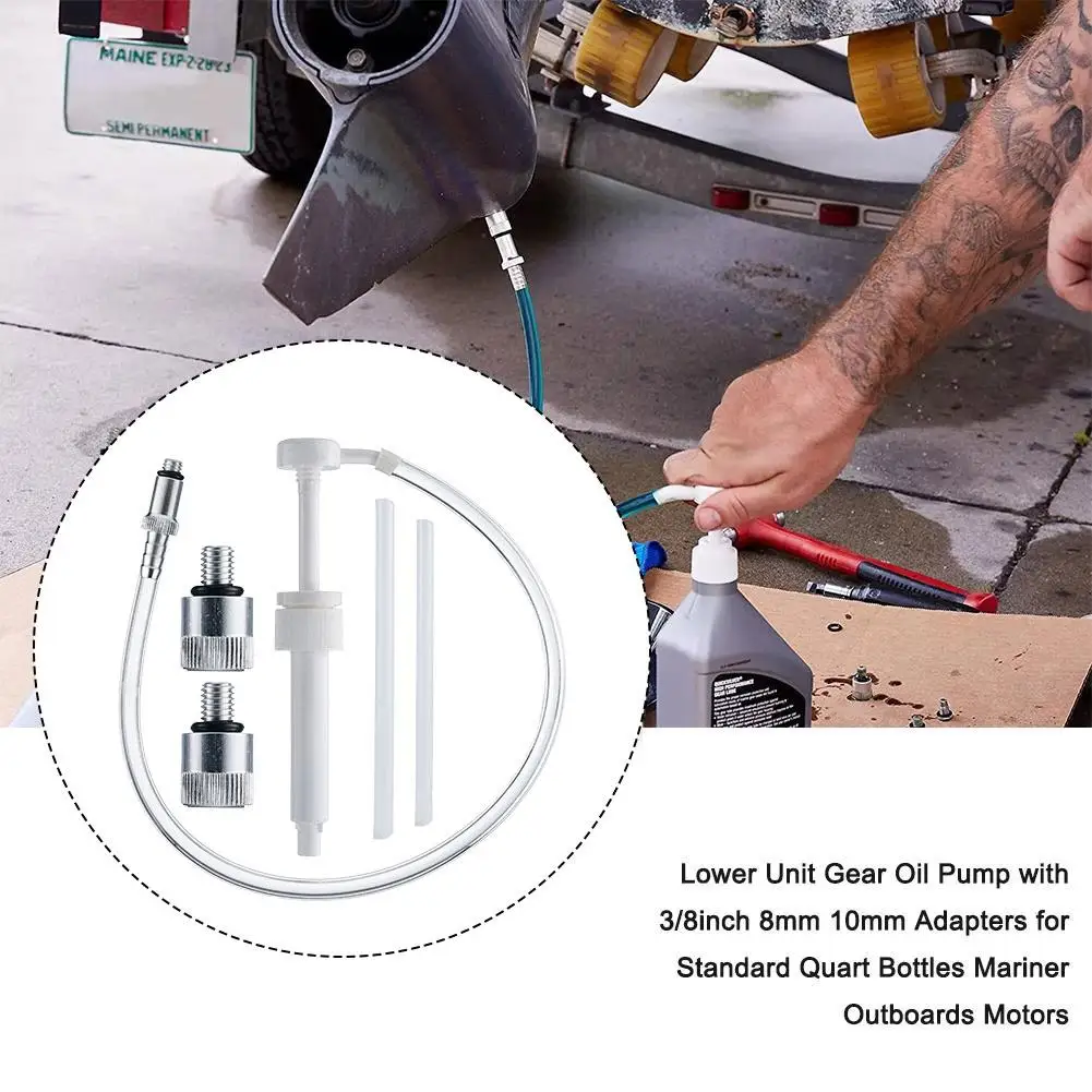 Lower Unit Gear Oil Pump with 3/8" Metal Swivel Head, For Standard Quart Bottles and Most Marine Boat Outboard Motors Y4M6