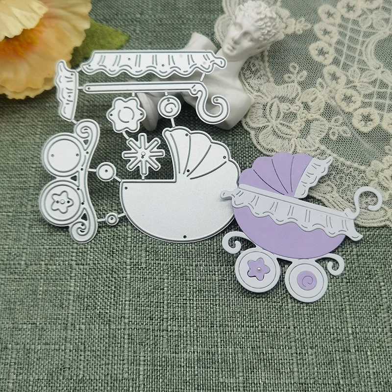 Baby Carriage Metal Cutting Dies DIY Scrapbooking Album Embossing Decorative Handicrafts Greeting Card Knife Mold Punch Stencil