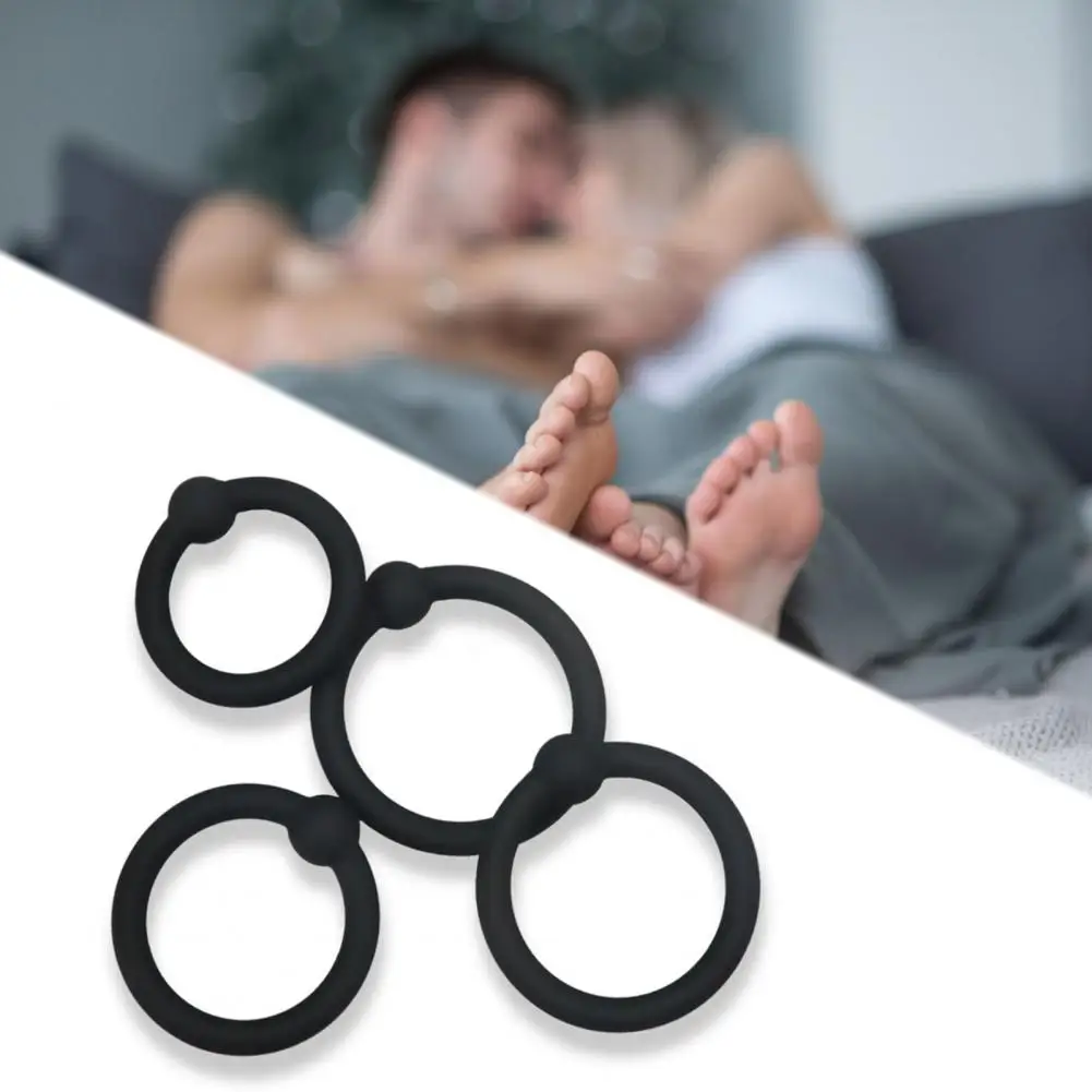 4Pcs/Set Penis Ring Soft Body Massage Ring Silicone Masturbator Adults Sex Toy for Men Time Delay Ring Sex Toy