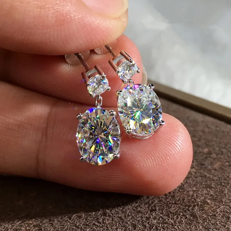 

Luxury Female Earrings 925 Sterling Silver Waterdrop Shape Tear Zircon Stud Earring Women Round Shaped Ear Jewelry Birthday Gift
