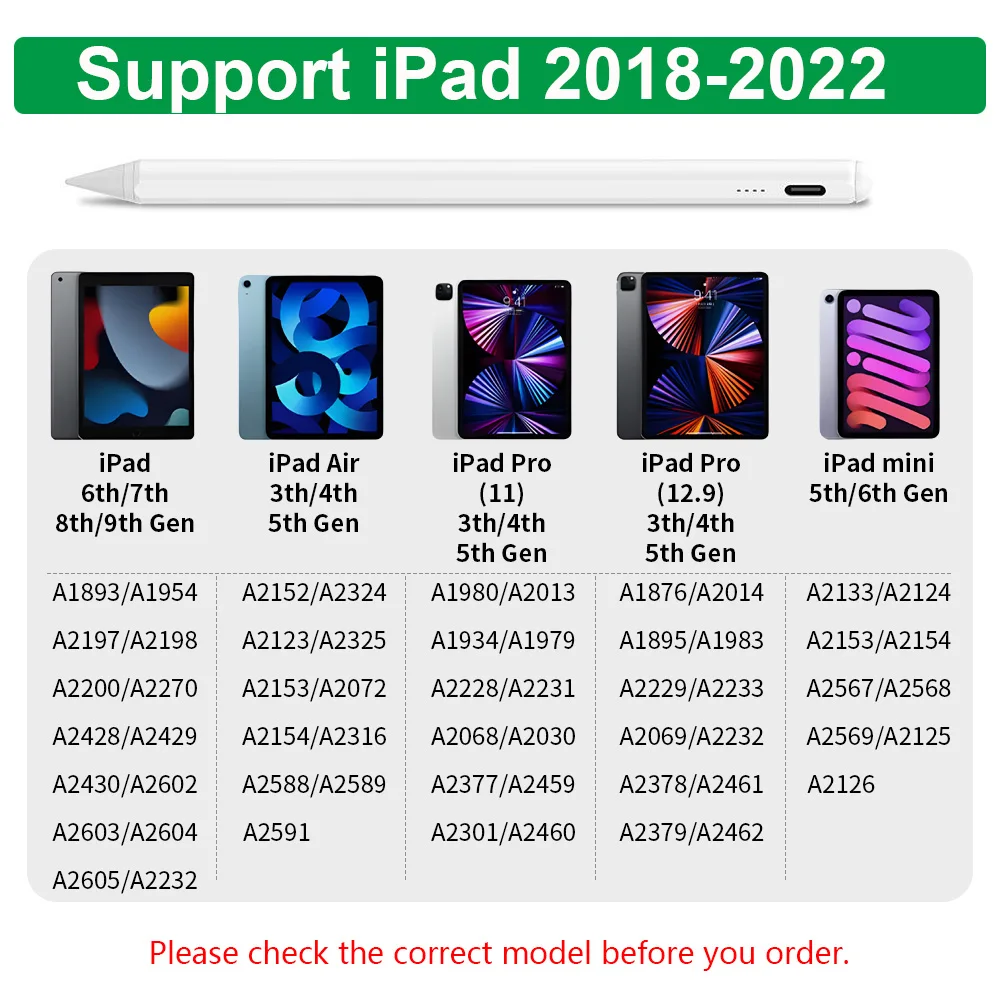 Dla Ipad ołówek długopis Stylus wyświetlacz mocy odrzucenie dłoni dla Ipad 9 generacji ołówek Pro 11 12.9 2022 -2018 dla iPad akcesoria