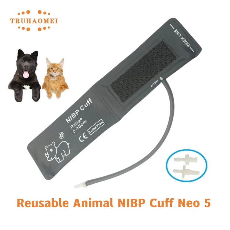 Manguito duradero NIBP para animales, manguitos reutilizables de presión arterial para veterinarios, manguera única, tamaño Neonatal para ratón,