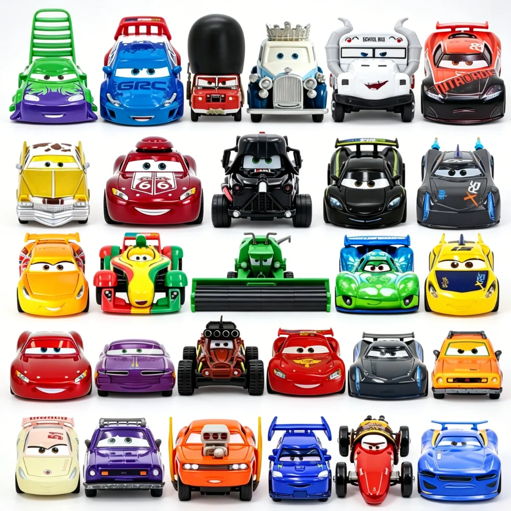 # Disney Pixar Cars 2026 Nuevo Lightning McQueen Fillmore 4-10CM 1:55 Modelo de Metal de Coche de Carreras, Juguetes para Niños, Regalo de Cumpleaños de Año Nuevo