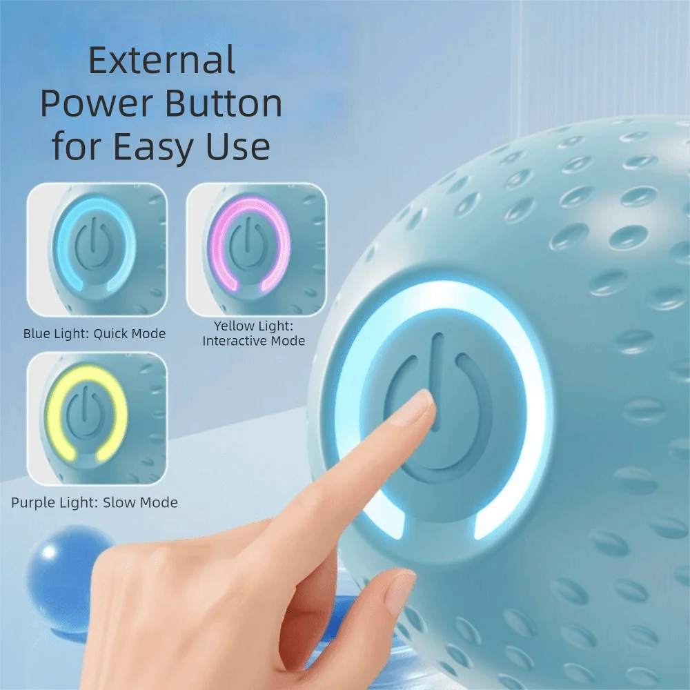 Bite Resistant Smart Pet Toy Ball Random Path USB Charging Interactive Dog Toy Ball Electronic 3 Modes Active Rolling Ball