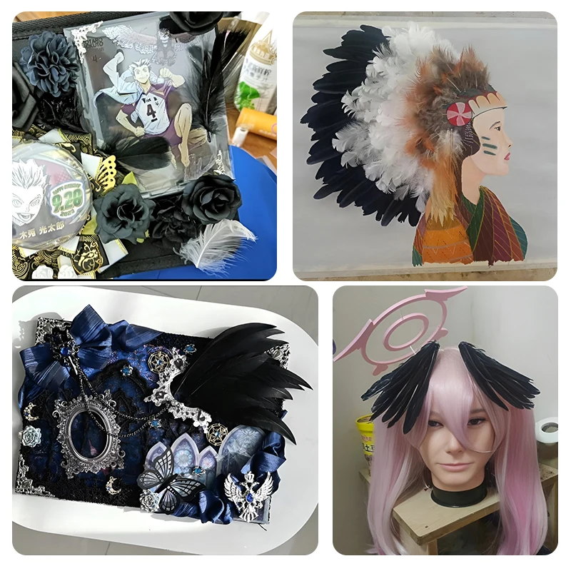 9-15 سنتيمتر الأسود أوزة الريش السائبة 50 قطعة طويلة كبيرة الديكور بلوماس صغيرة للحرف كرنفال زهرة القبعات قطع زينة صور #6