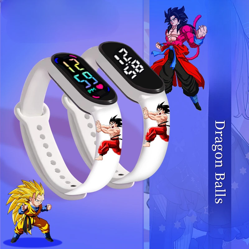 Dragon Ball Z Children's Watches Anime Figures Son Goku LED Touch LED Colorful Electronic Digital Display Mi Watch Sports Watch