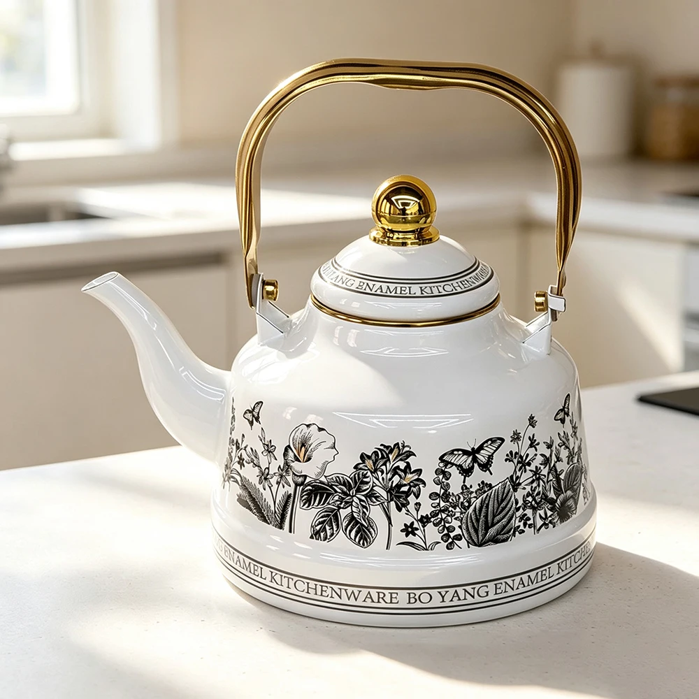 New Chinese-style Enamel Teapot, Thickened Enamel Coffee Pot, Stovetop Induction Cooker Compatible Heating Kettle, 1.7L/2.5L - view 2