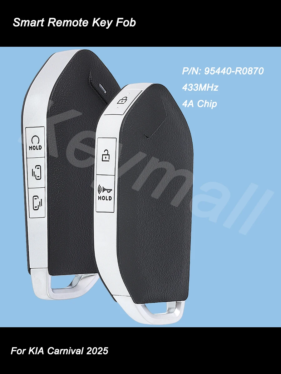 

Умный дистанционный автомобильный брелок KEYECU с 3 + 3 6 кнопками, 433 МГц, чип 4A для KIA Carnival 2025 P/N: 95440-R0870, TQ8-FOB-4F81M44
