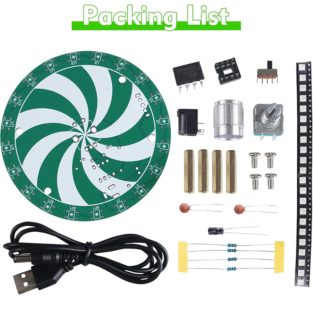 DIY Soldering Learning Kit SMD WS2812B RGB LED Light Electronic Practice Kit With Knob Adjustable Light Mode Flashing Speed