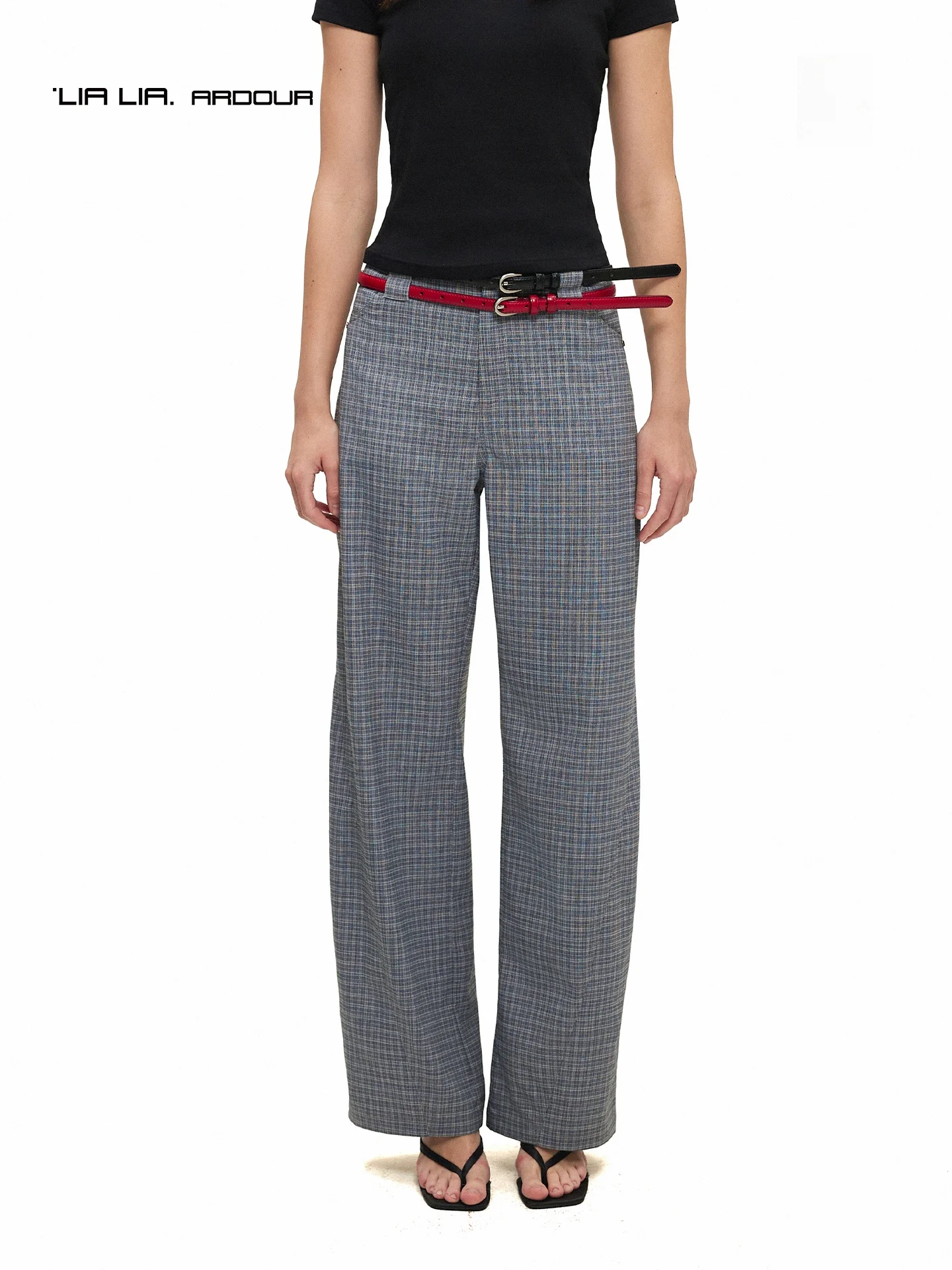 

Брюки LIALIA повседневные широкие, свободного кроя, весна-лето, с высокой талией, прямые, утягивающие, с лоскутным дизайном, модель «Нож»