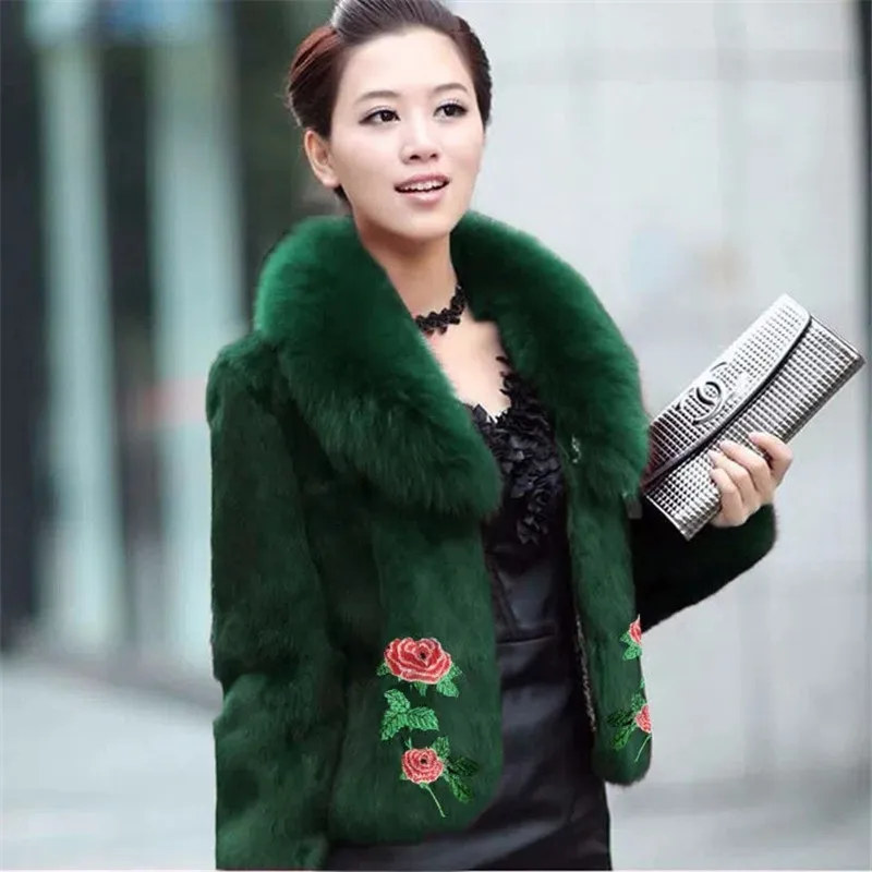 Autumn And Winter New Miss Imitation Fur Short Coat Korean Version Outerwear Slim Fit Imitation Fox Fur Collar Mink Velvet Coat