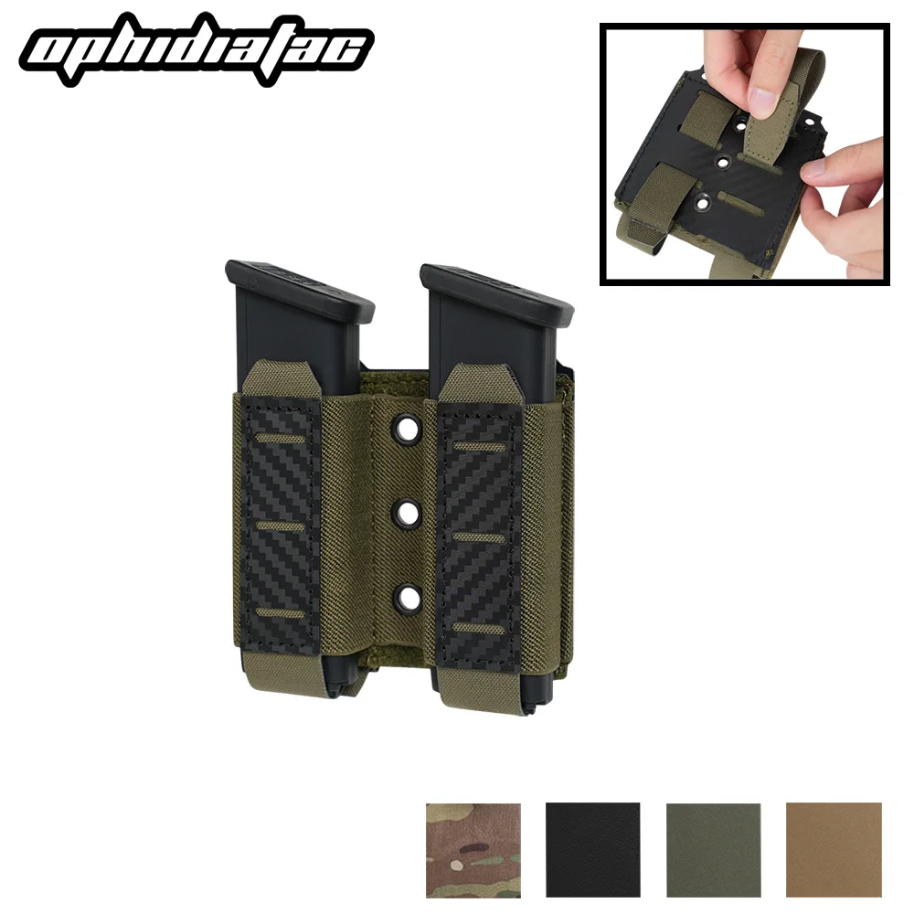 OPHIDIAN MOLLE System 9mm Double Magazine Pouch Carbon Fiber Hunting Airgun Outdoor Gear