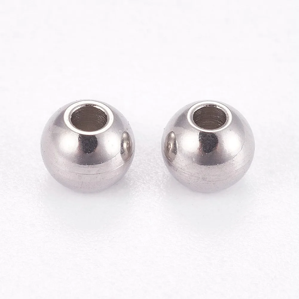 500pcs 304 Stainless Steel Smooth Round Spacer Beads for Bracelet Earrings DIY Jewelry Making Accessories Crafts 3mm 4mm 6mm