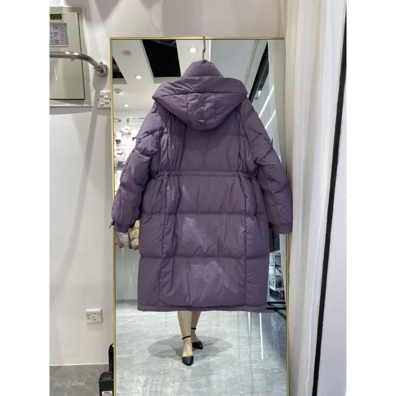 New 2024 Winter Down Jacket Women Fashion Thicken Warm White Duck Down Coat Casual Hooded Long Warm Waterproof Parka Female