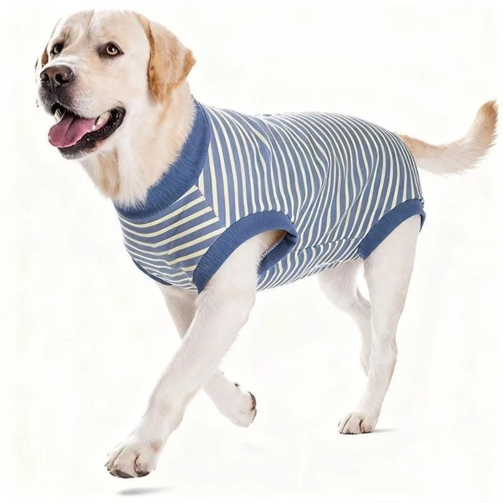 

Dog Bodysuit Striped Dog Sterilization Suit Washable Comfortable Dog Recovery Clothes Warm Dog Four Legged Vest Female Spay