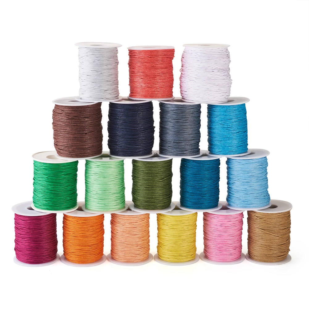 

100yard Waxed Thread Ropes Cotton Cords 28 Colors 1mm String Strap For DIY Bracelets Necklaces Jewelry Findings Making Supplies