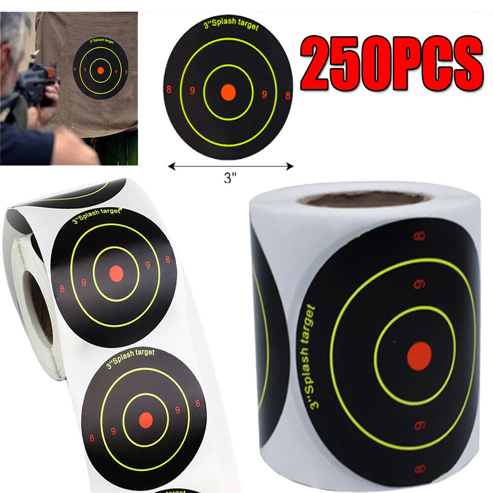 250Pcs 3 inch Shooting Splatter Target Stickers Training  Adhesive Reactive Targets Paper