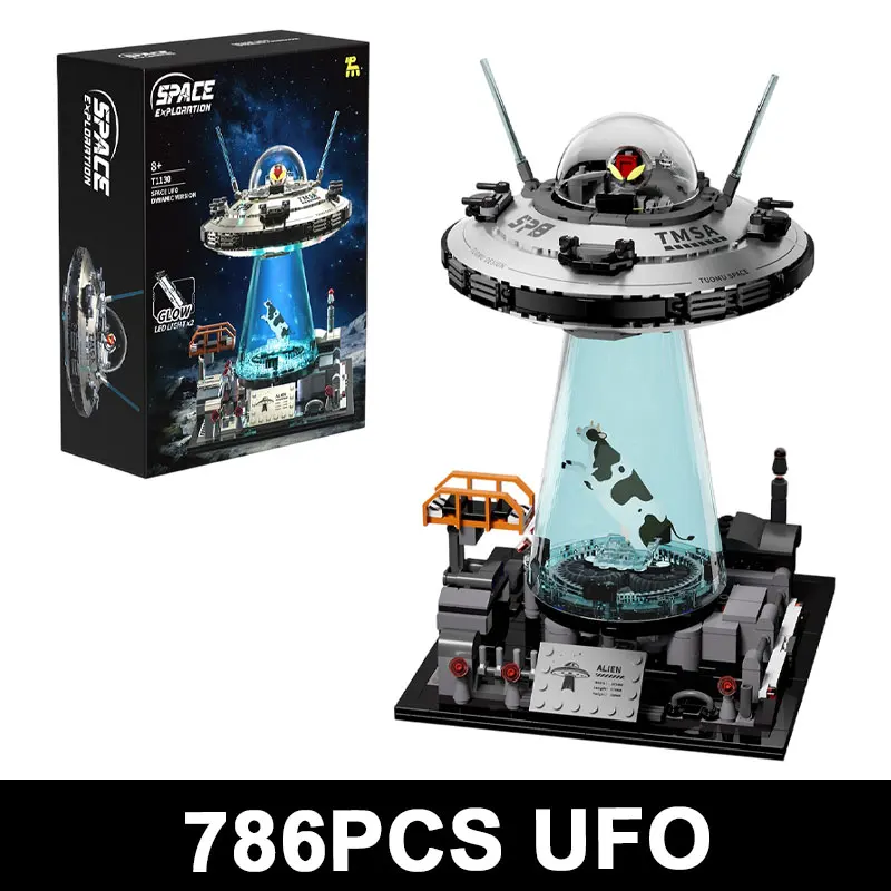 

T1130 786PCS UFO Building Blocks Alien Spaceship Model Creative Sci-Fi Construction Toy DIY Bricks Set for Kids Boys Gift