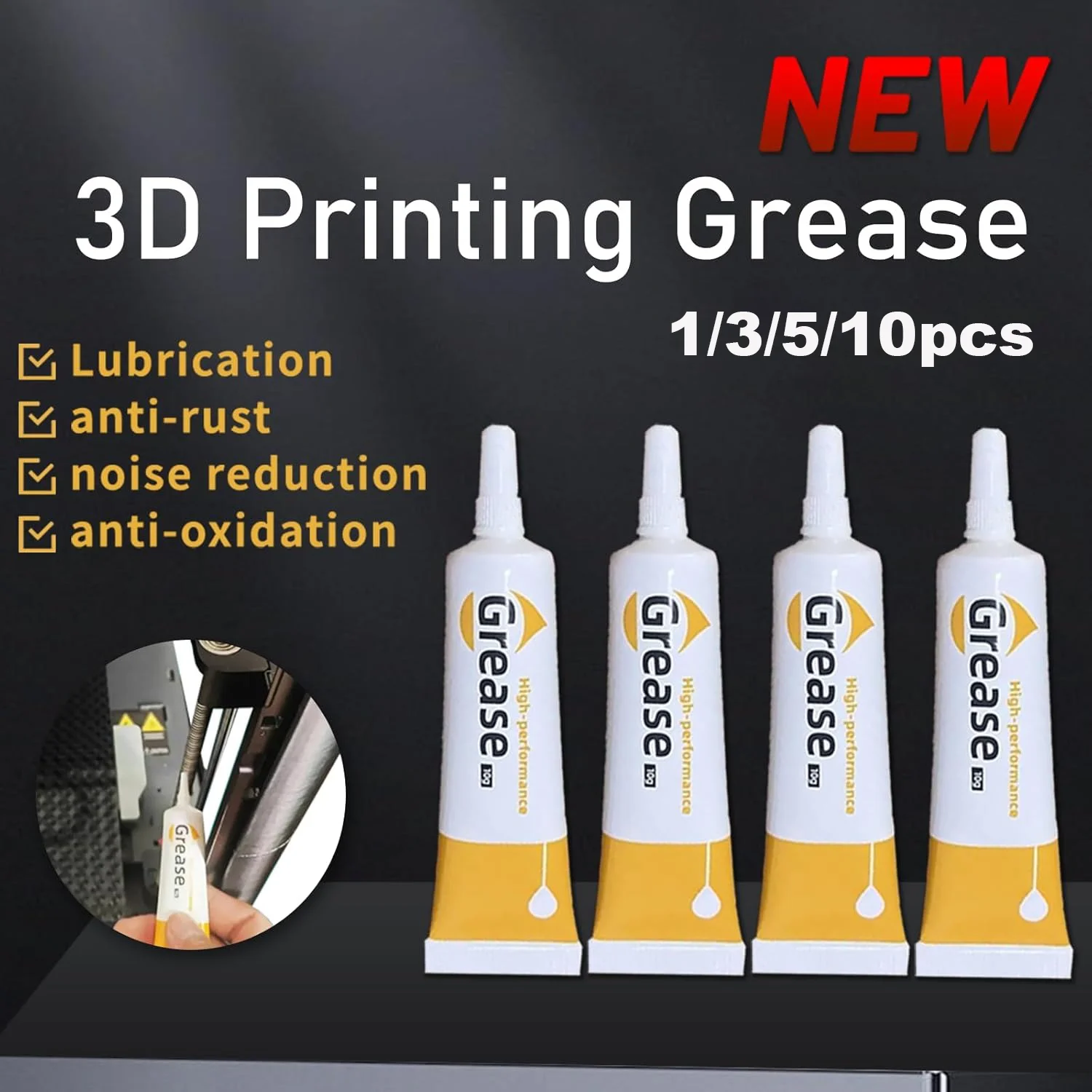 3D Printer Parts Gear Grease Lubricant Guide Rail Grease Optical Axis Lubricating Grease for Bambu Lab P2S/A1/X1/P1/Ender-3/K1