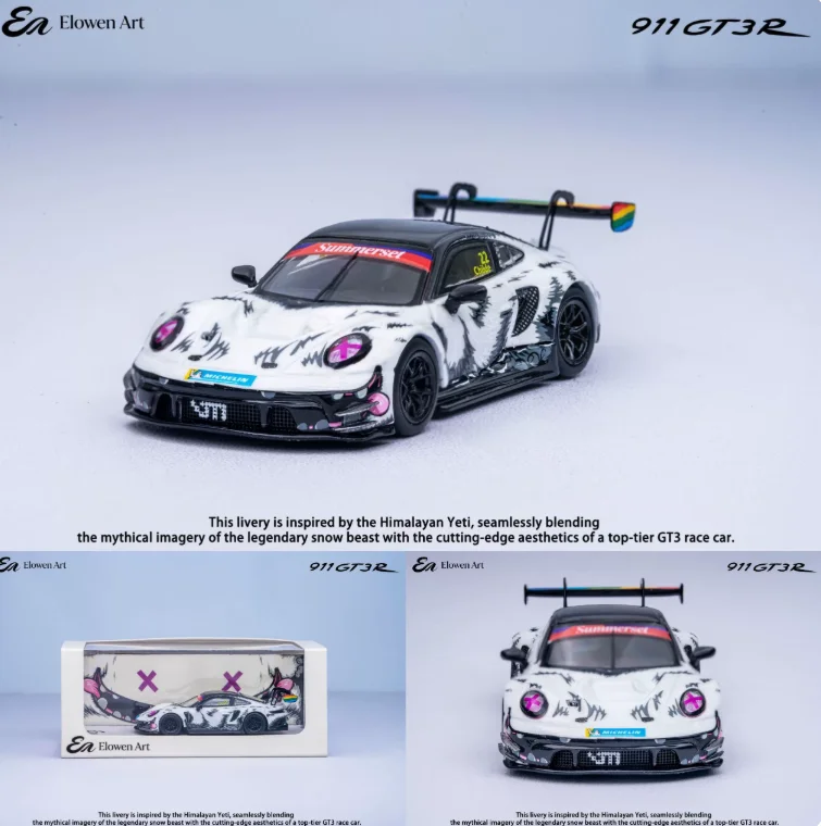 **Vorbestellung** Elowen Art 1:64 911 GT3 Snow Monster Coating Druckguss-Modellauto
