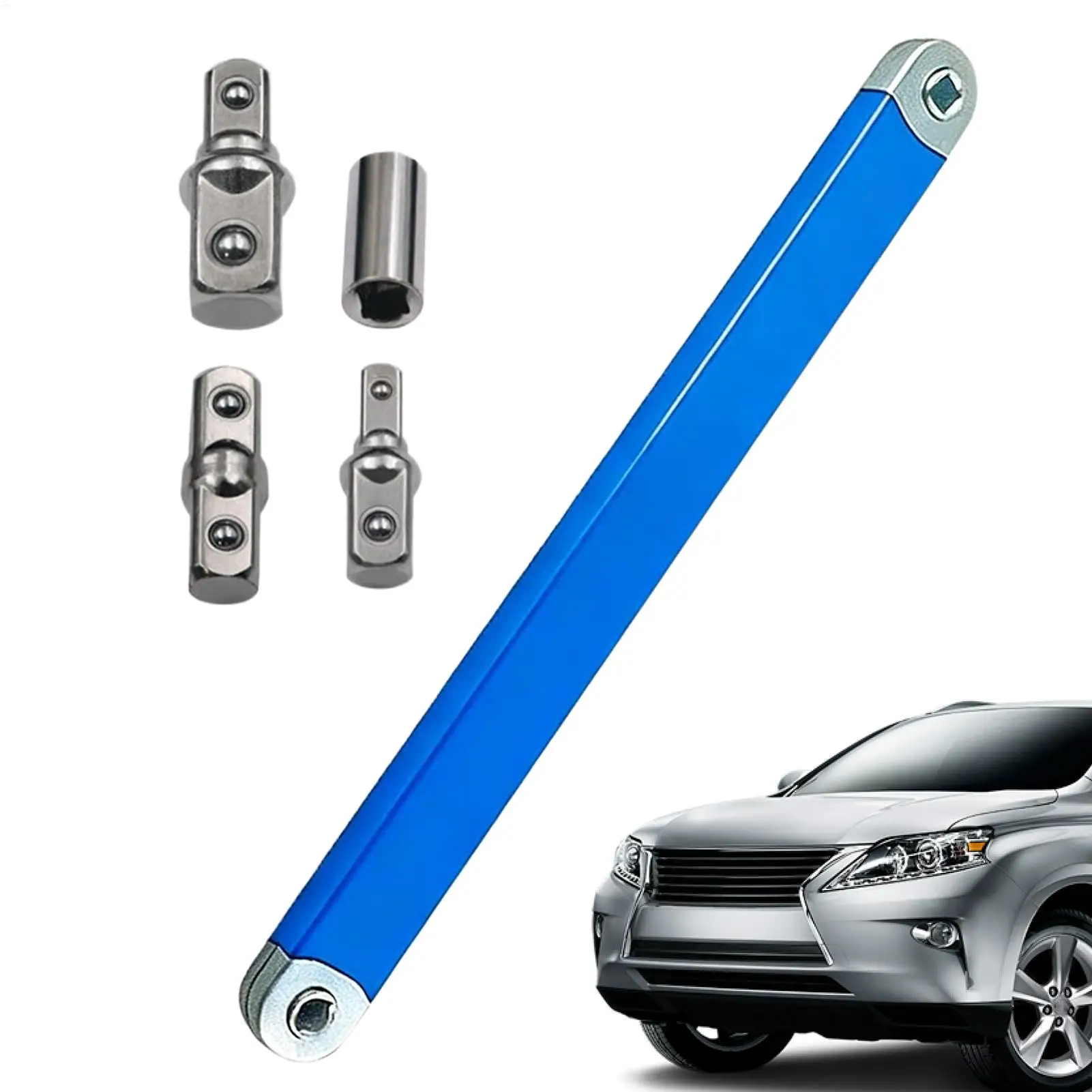 Dual-Head Ratchet Handle Wrench Spanner With 4 Adapters Compact Offset Extension Wrench Adjustable For Truck Motorcycle Home Car