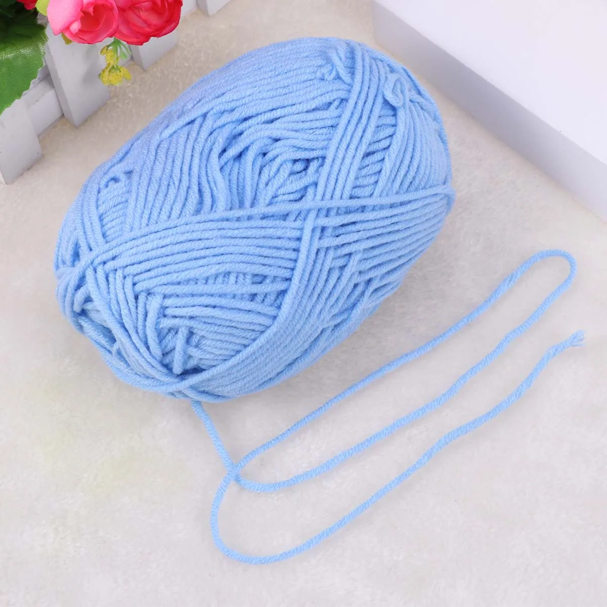 

50G Milk Cotton Yarn Ideal for Knitting Crochet DIY Sweaters Shawls Scarves Soft Skin Friendly Machine Washable Light Blue