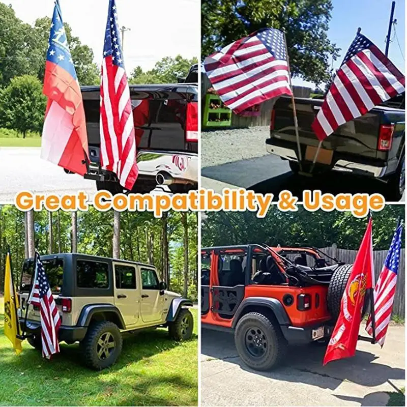 Hitch Mount Flag Pole Holder Multi Angle Flag Mount Bracket Suckers Iron Wear Resistant Holder Prevent Rust for Truck Pickup