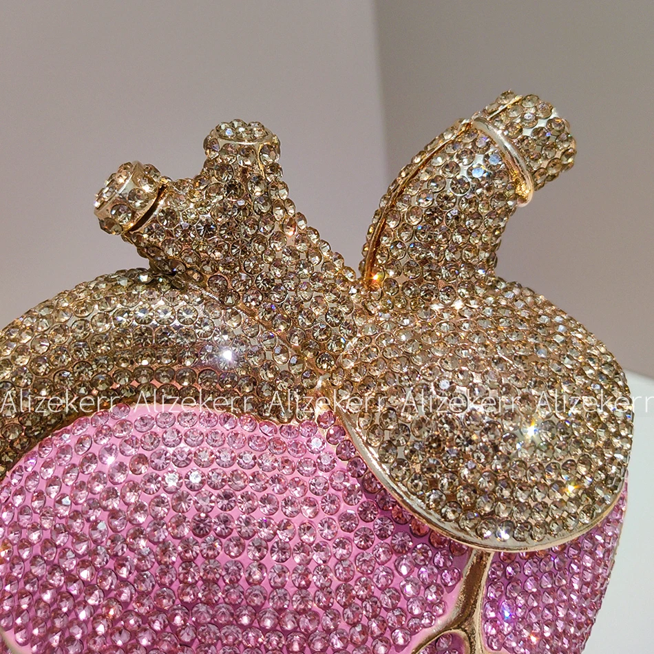 Alizekerr Heart Shaped Diamond Evening Bags Women 2026 Gorgeous Metallic Rhinestone Purses Ladies Unique Handbags Wedding Party view 5