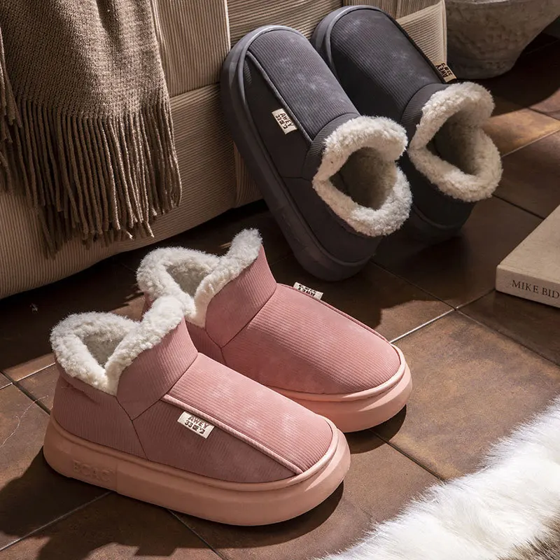 Winter Men Shoes Winter Short Plush Men Slippers Outdoor Fur Non slip House Shoes Casual Fuzzy Soft Cozy Women Indoor warm Shoes