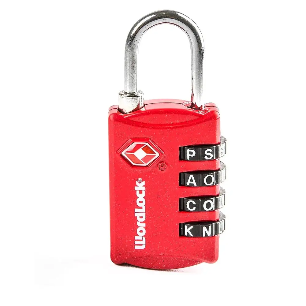 

Wordlock LL-206-RD TSA Approved Combination Luggage Lock – 4 Dial, Red, normal