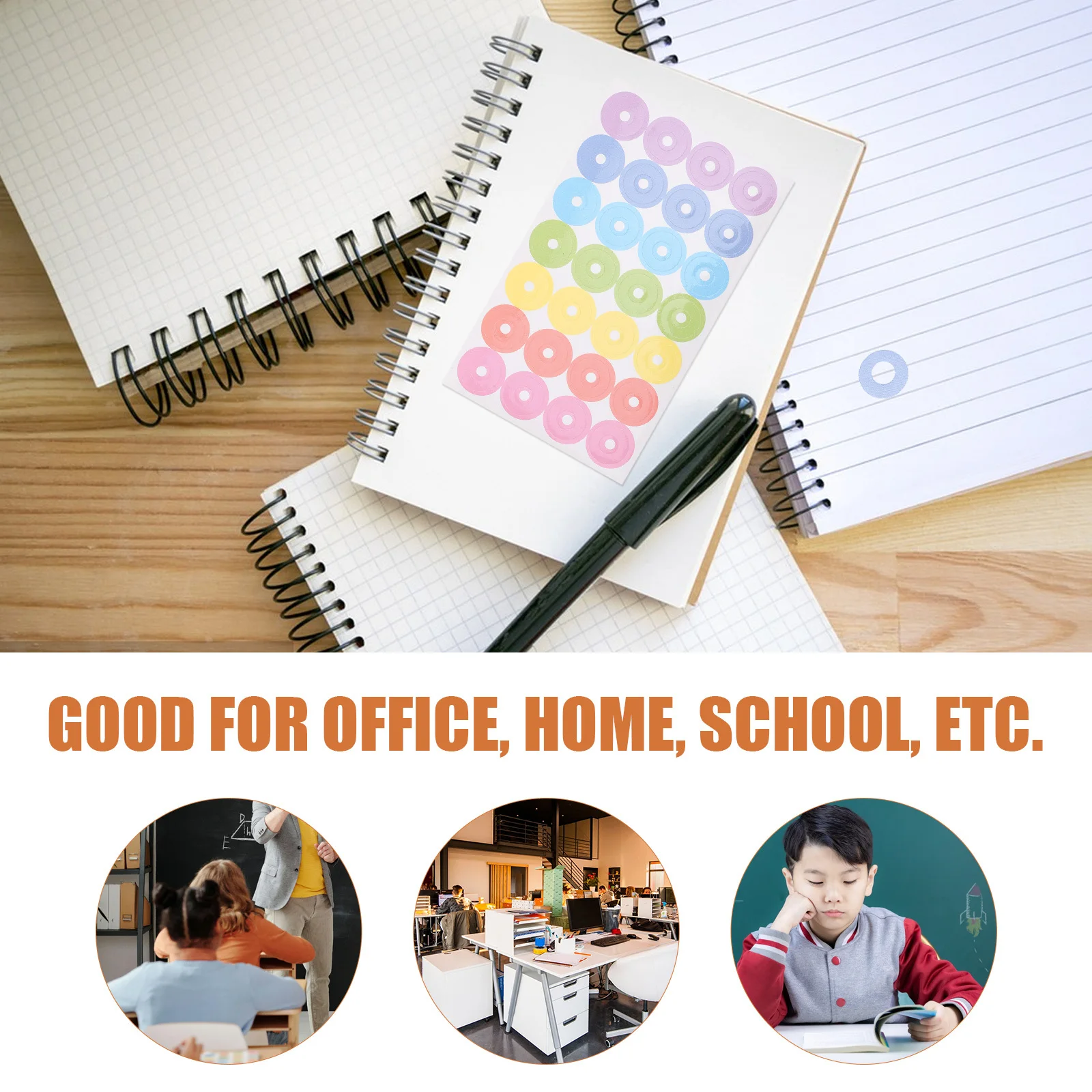 20장 보호용 구멍 보강 스티커 장식용 루즈리프 종이 구멍 펀치 스티커 바인더 스크랩북 공예용