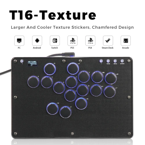 Imagen 2 del producto Controlador de Joystick Arcade Haute42-COSMOX sin Palanca para PC/PS4/PS5/Steam Switch, Hitbox para Juegos de Lucha, Teclado de Fibra de Carbono