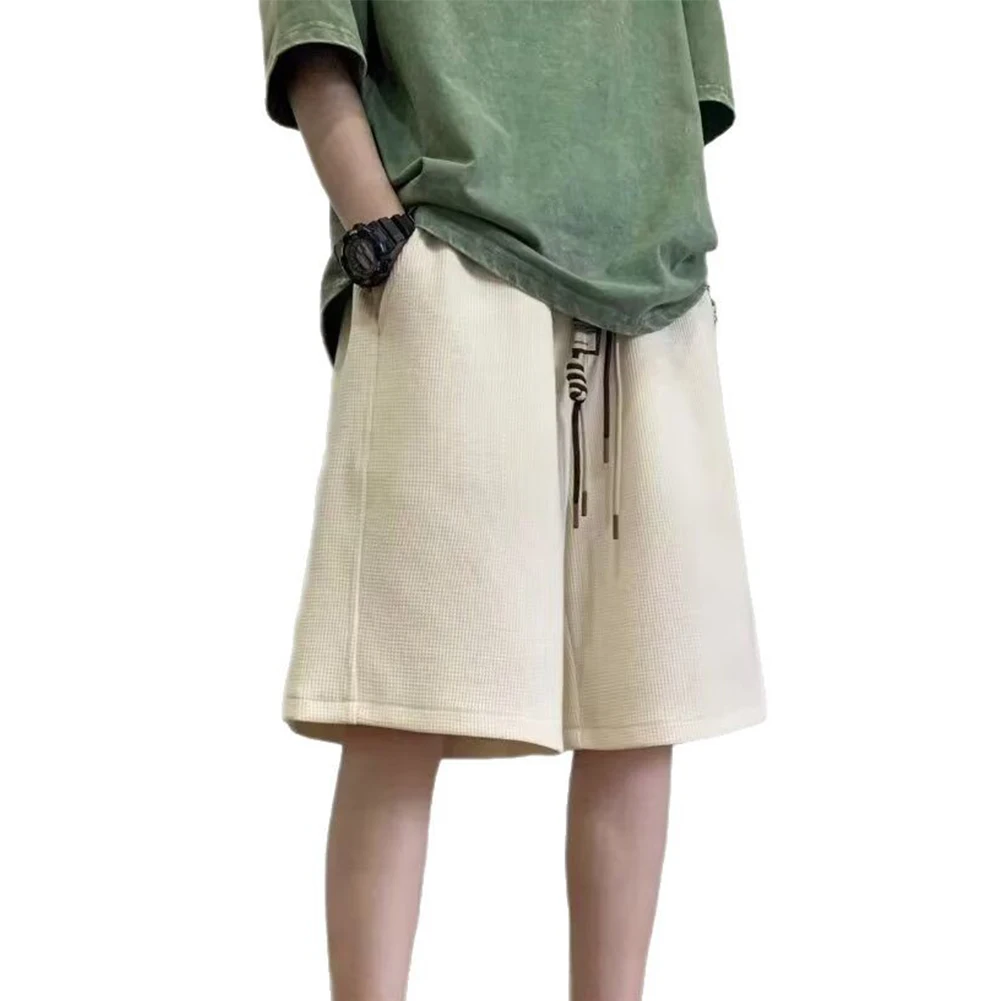 

Повседневные прогулки для тренировок в тренажерном зале, мужские повседневные шорты, широкие короткие брюки, повседневные шорты длиной до колена, 95 полиэфирная ткань