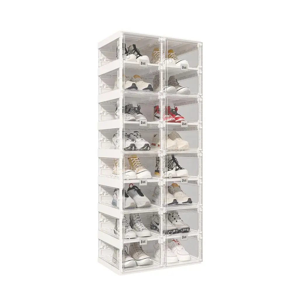 

Foldable Shoe Rack,Shoe Organizers for Closet Plastic Shoe Storage Box Space Saving for Entryway, Large Sturdy Stackable Sneake