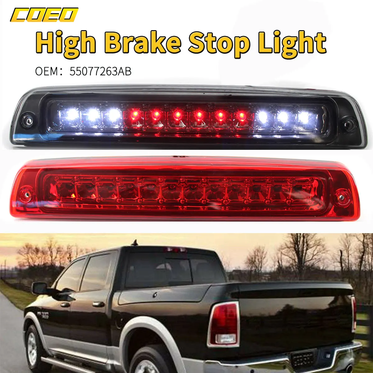 

Third Brake Light Tail Stop Signal Warning Lamp For Ram 1500 2500 3500 1994-2001 Led Rear Brake Lamp 55077263AB