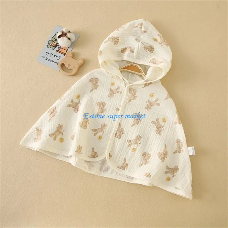 

090B Portable Toddlers Boys Girls Sunscreen Summer Long Sleeve Hooded Outerwear Lightweight Outwear Cotton Baby