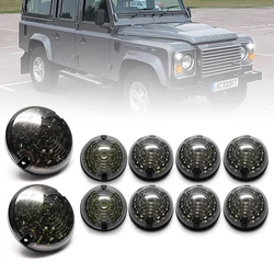 For Land Rover Defender 1983-2016 Smoked Lens Upgrade Complete Kits LED Rear Tail Lamp Fog Reverse Front Side Indicator Light