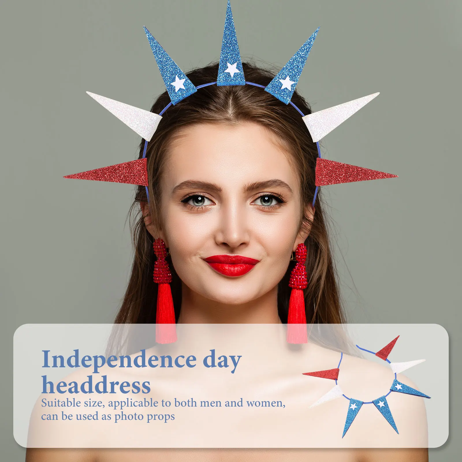 

Glitter Headband Independence Day Star Accessories Festival Headbands Flag Decorations Hair Toppers